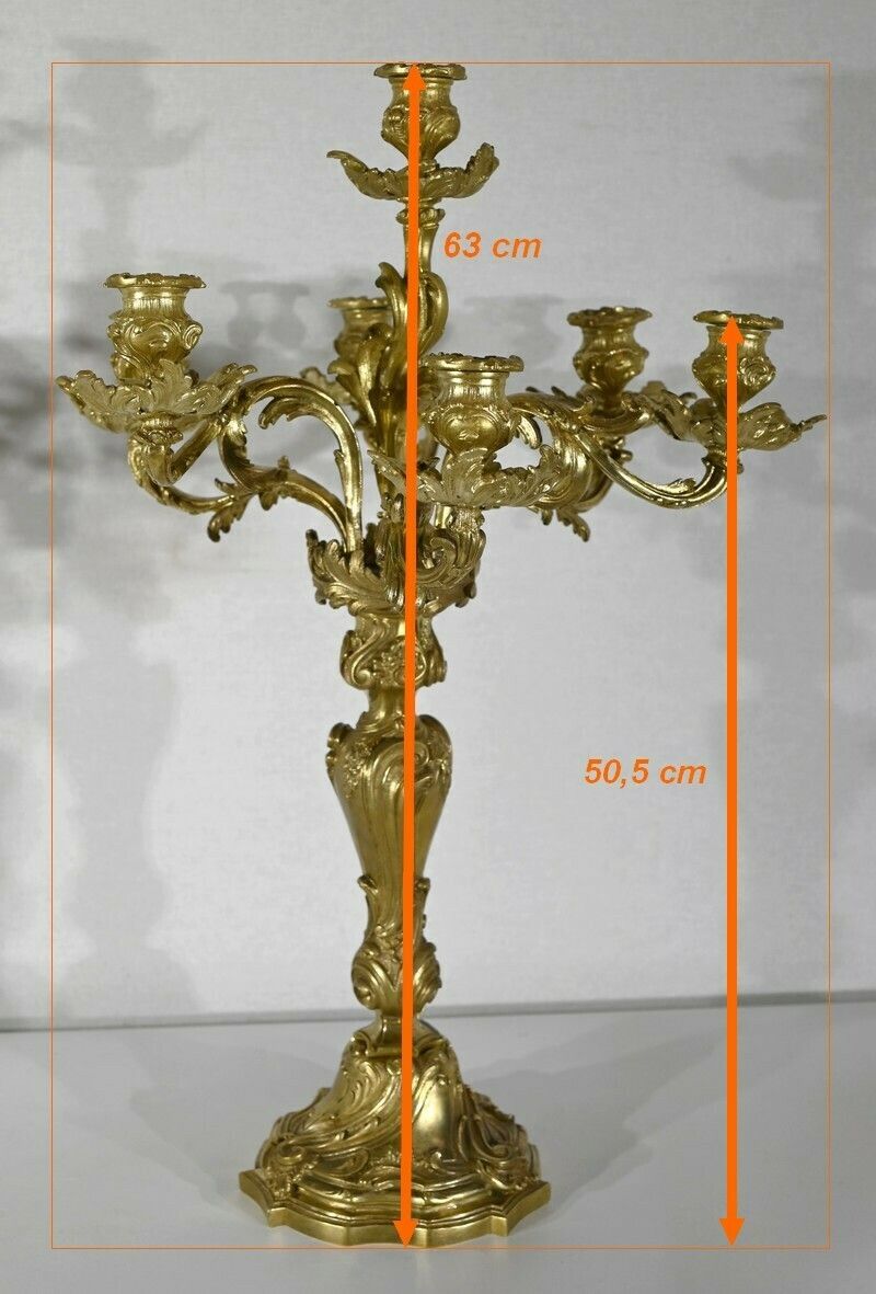 photo vintage Important Gilt Bronze Candelabra, Louis XV Style – Late 19th Century