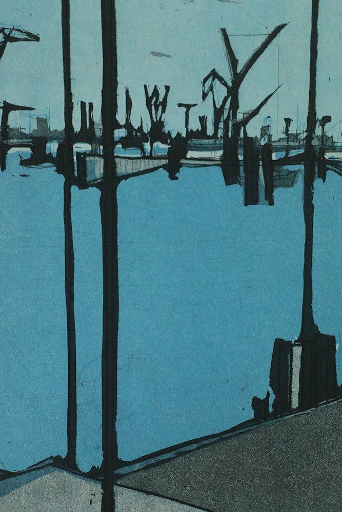 Otto Eglau, In Port, Etching, 1961 photo Art
