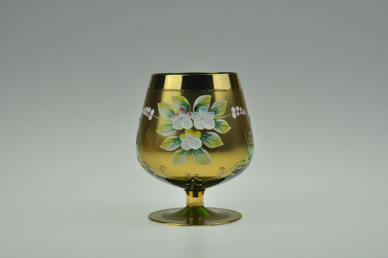 6 Vintage Boheemse Tsjechische Kelken, Handgemaakt Glas, Vintage Kelken, Kelkglazen, Whiskyglazen, Geëmailleerd Glas, Verguld Glas photo 134.0