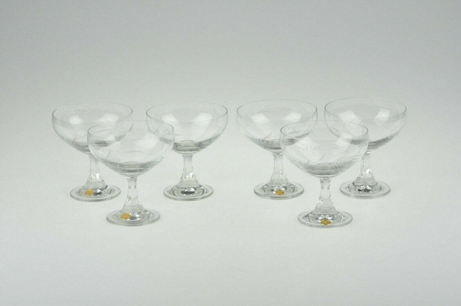 Set Van 6 Champagneglazen – Vintage Gegraveerde Champagne  En Wijnglazen, Art Stijl