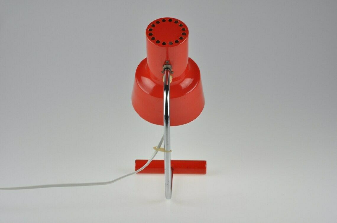 Mid Century Rode Lamp, Tafellamp, Josef Hurka Napako Lamp, Rode Lamp, Mid Century Verlichting, Bureaulamp, Vintage Lamp, Vintage Verlichting photo for sale