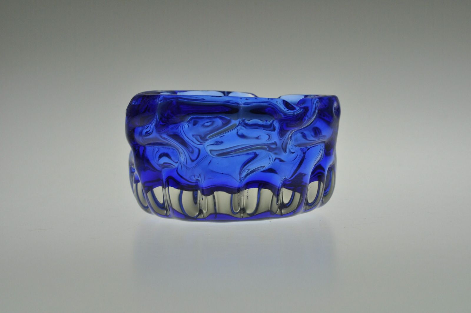 Pavel Hlava   Novy Bor Glass Ashtray, Blue Ashtray, Czech Glass Ashtray, Mid Century Ashtray, Czech Glass, Bohemian Glass, Art Glass photo Home Decor