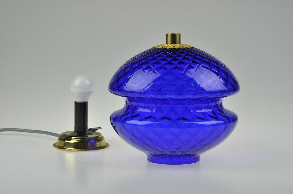 photo for sale Vintage Mood Lamp, Mid Century Lamp, Desk Lamp, Table Lamp, Bedside Lamp, Mid Century Glass Lamp, Vintage Light, Vintage Lighting, Blue Lamp