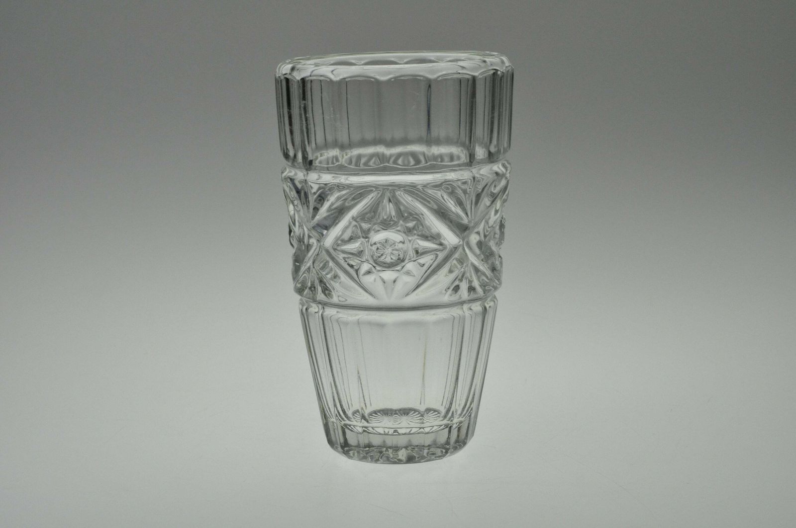 Vintage Czech Glass Vase, Vintage Vase, Glass Vase, Sklo Union, Pressed Glass Vase, Czech Glass, Vintage Flower Vase, Mid Century Glass photo for sale
