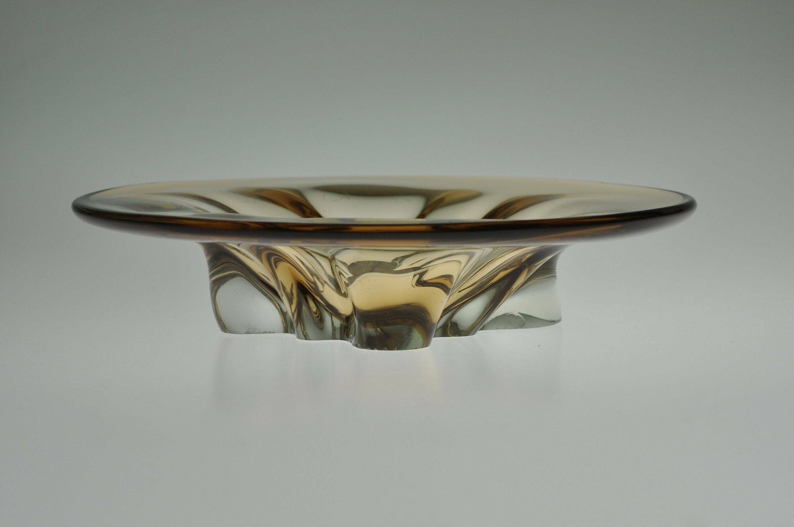 Josef Hospodka Chribska Glass Bowl, Bohemian Glass, Bohemian Art Glass, Blown Glass, Blown Glass Bowl, Glass Handmade Bowl, Art Glass Bowl photo vinterior