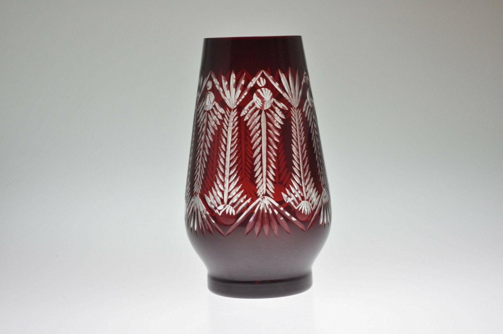 Ruby Vase, Ruby Glass Vase, Ruby Cut To Clear Vase, Czech Glass Vase, Czech Glass, Art Glass, Vintage Glass, Cut To Clear, Bohemian Vase photo furniture