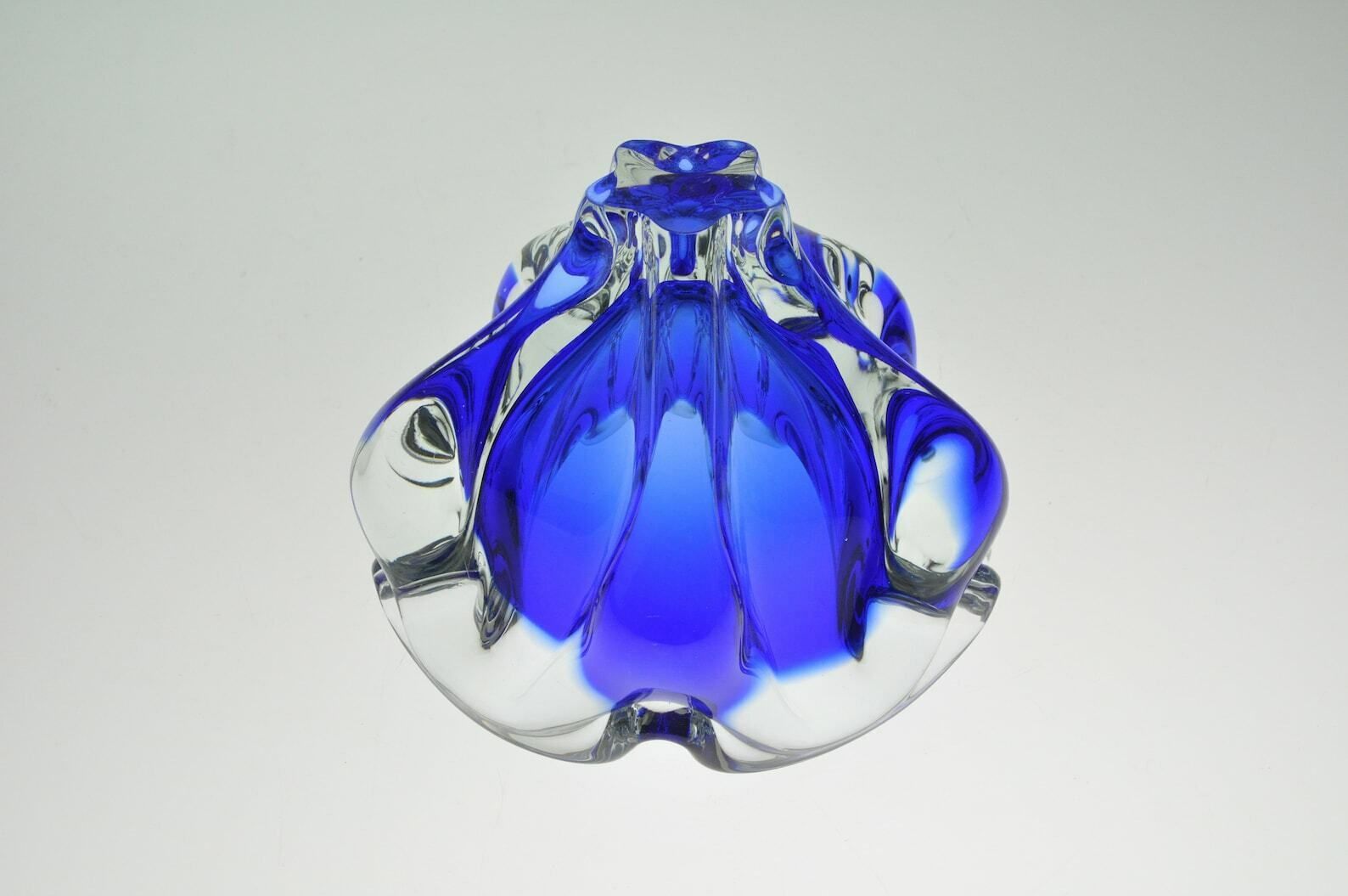 Josef Hospodka Chribska Glazen Vaas, Blauwe Vaas, Blauw Glas, Tsjechische Vaas, Tsjechisch Glas, Antieke Vaas, Vintage Vaas, Retro Vaas, Bloemenvaas photo buy