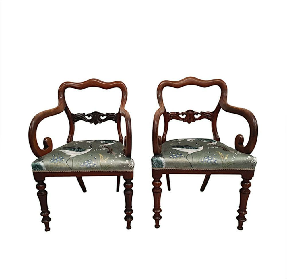 Pair Of 19th Century Mahogany Carver Armchairs