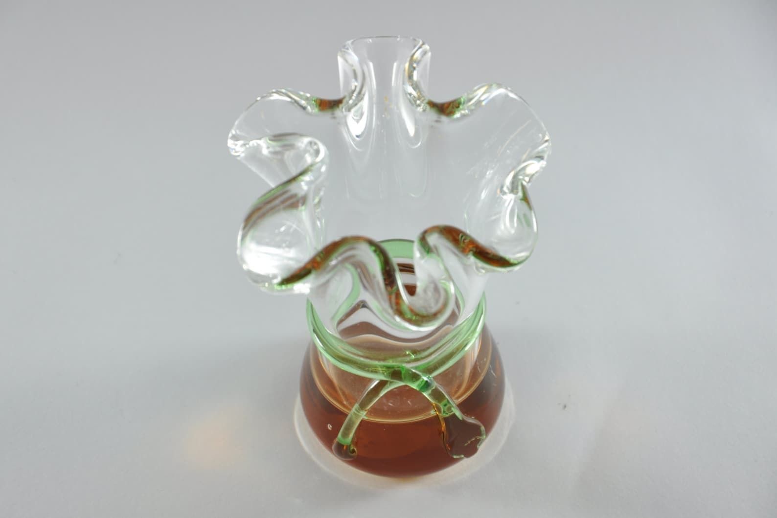 Rene Roubicek Skrdlovice Glass Vase, Mid Century Vase, Vase, Bohemian Glass, Czech Glass, Vintage Vase, Vintage Glass, Antique Vase, Retro photo for sale