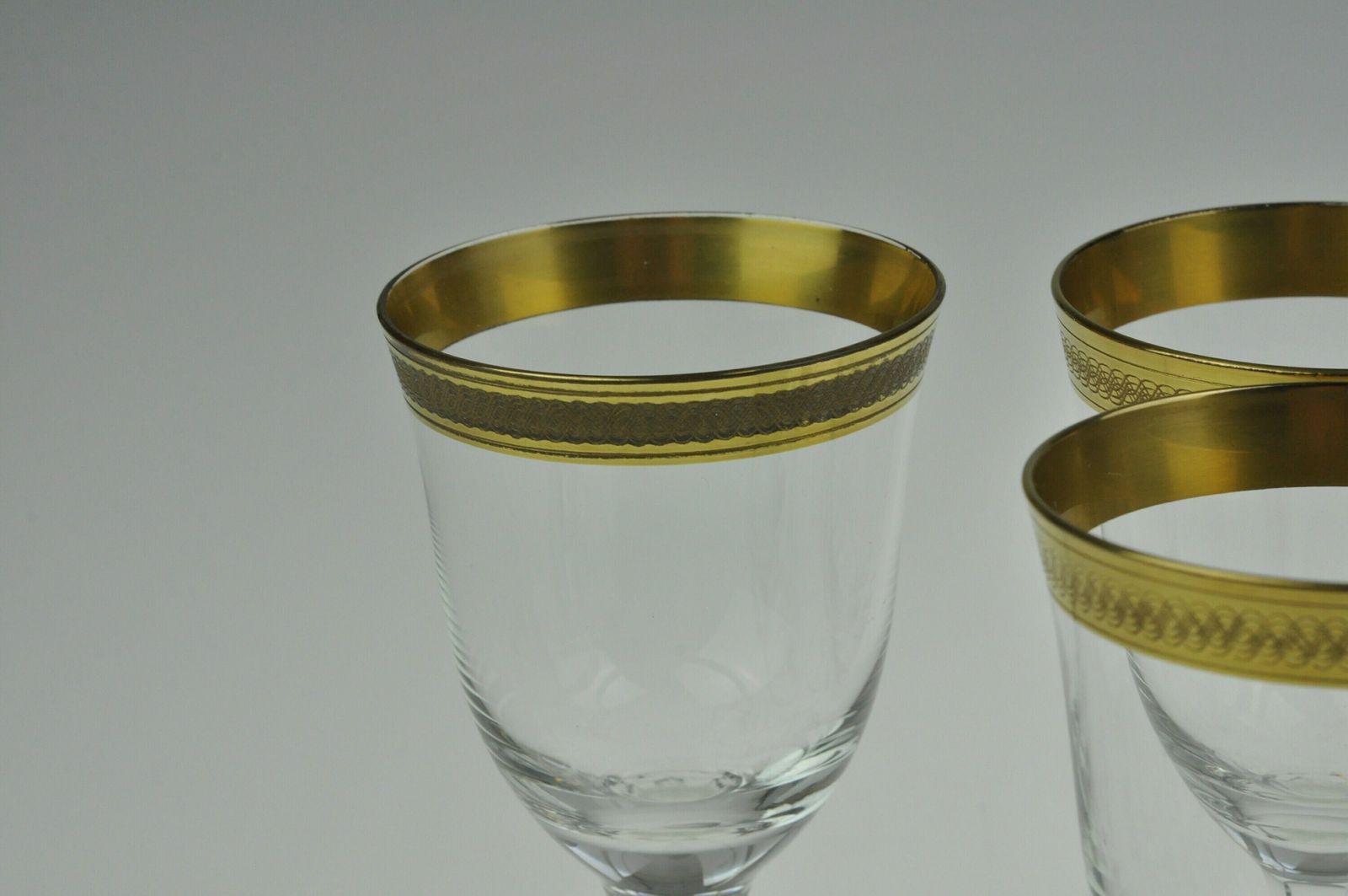 6 Vintage Bohemian Czech Vintage Goblets, Handmade Glass, Gold Plated Glass photo 70.0