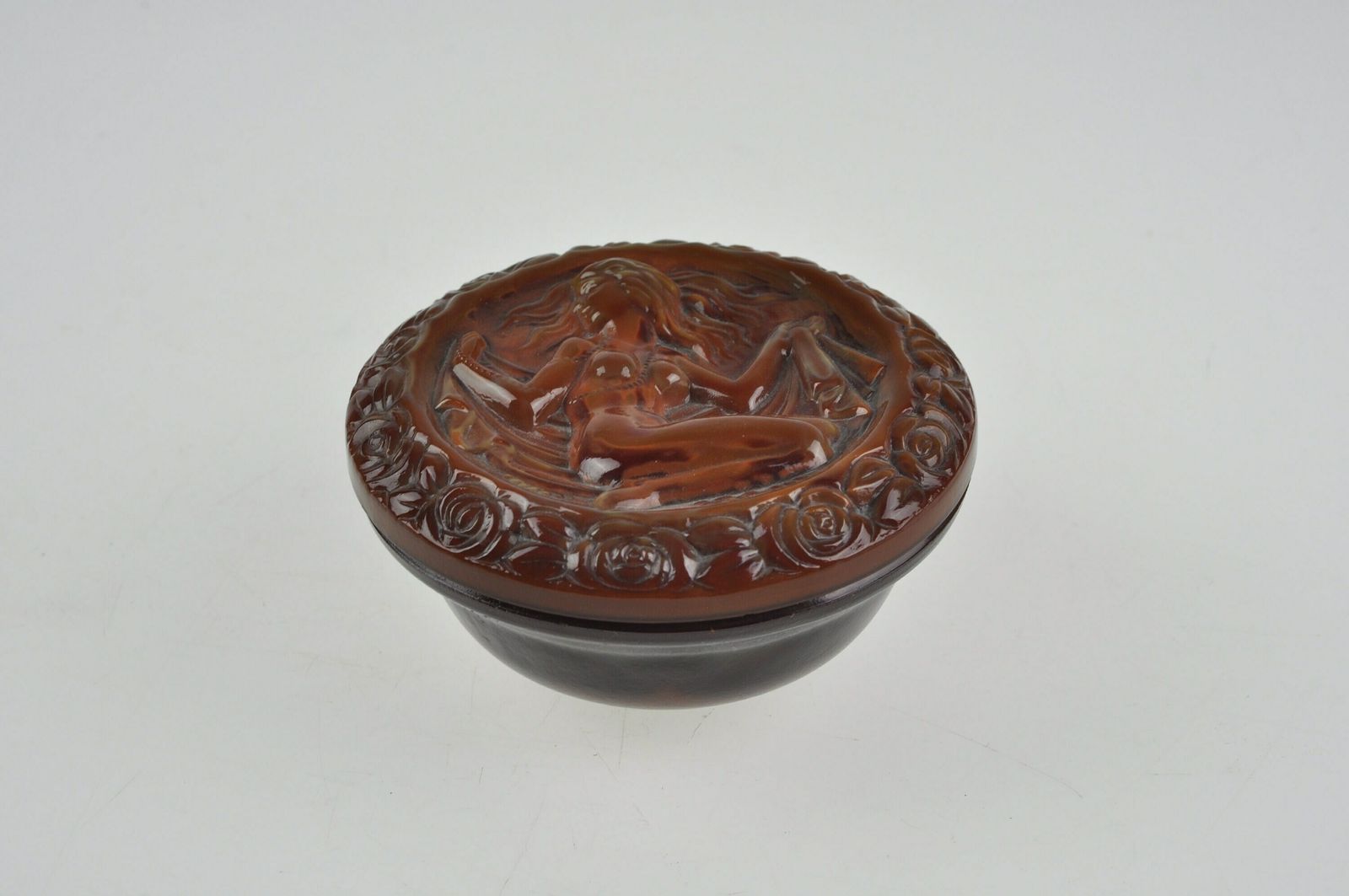 Jade Glass Trinket Box With Floral Theme, Jade Glass, Art Deco Trinket Box, Jade Glass Box, Trinket Box, Antique Trinket Box