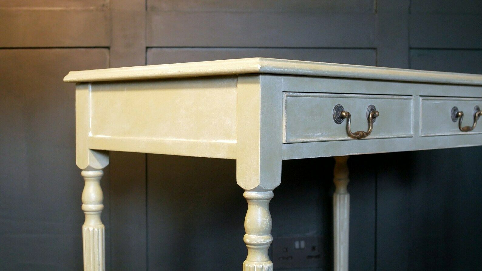 Vintage Desk Sideboard Console Hall Table Painted Grey Upcycled Furniture Shabby Chic photo for sale