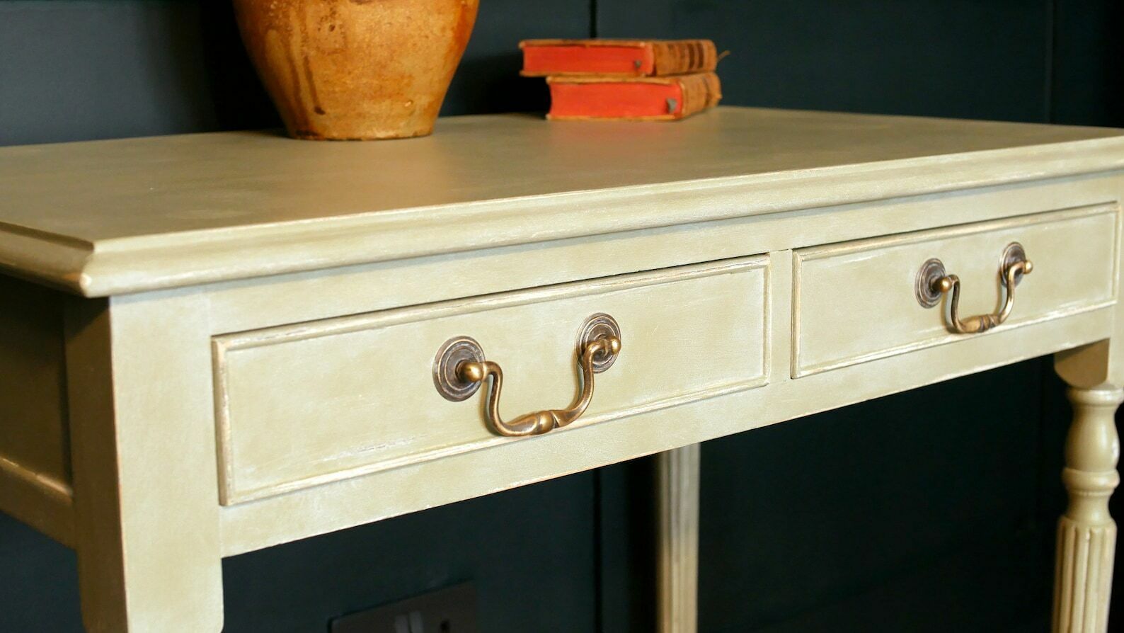 photo for sale Vintage Desk Sideboard Console Hall Table Painted Grey Upcycled Furniture Shabby Chic