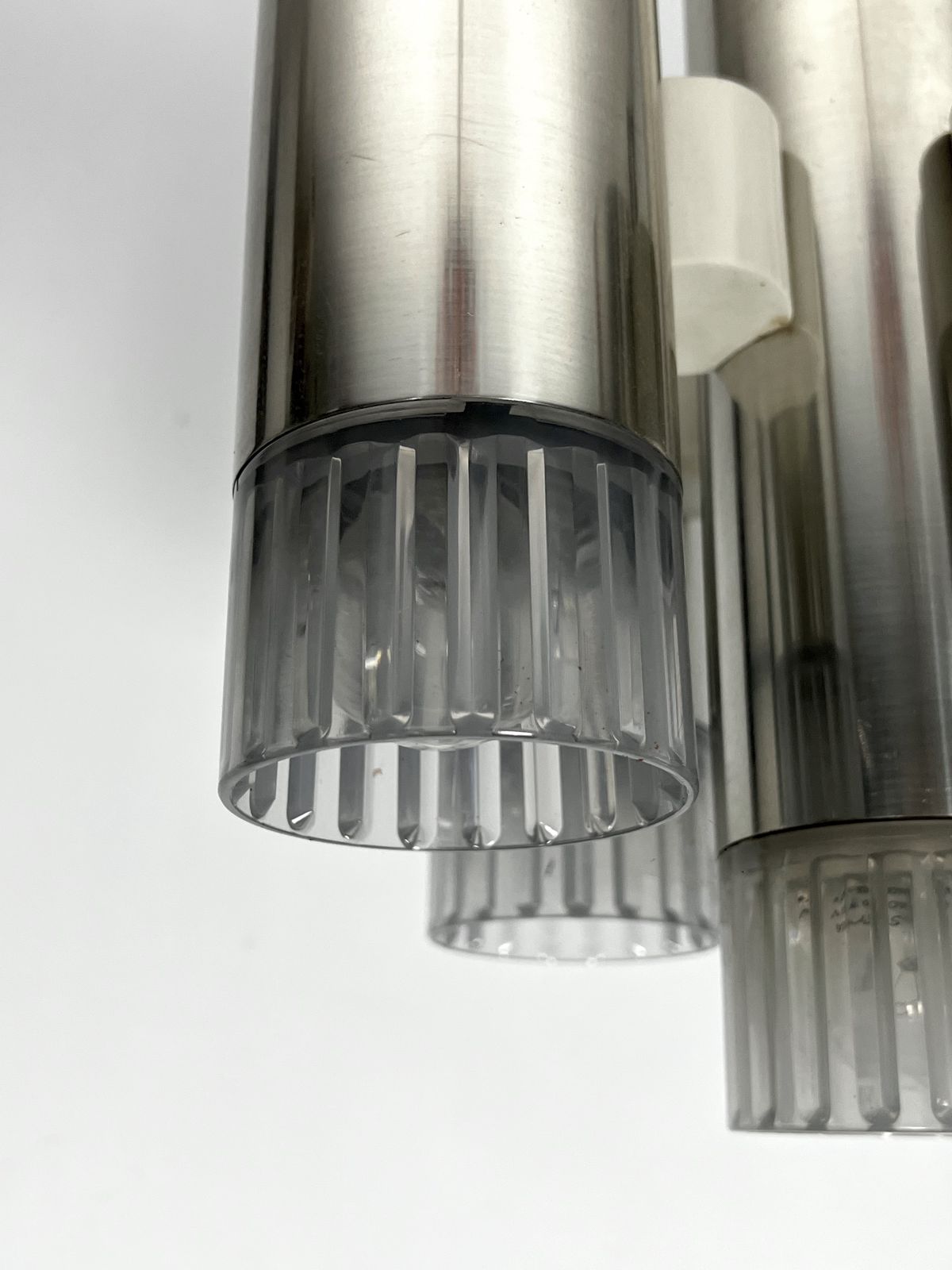 Sciolari Geometric Chrome And Plexiglass 5 Lights Chandelier. Italy 1970s photo vintage