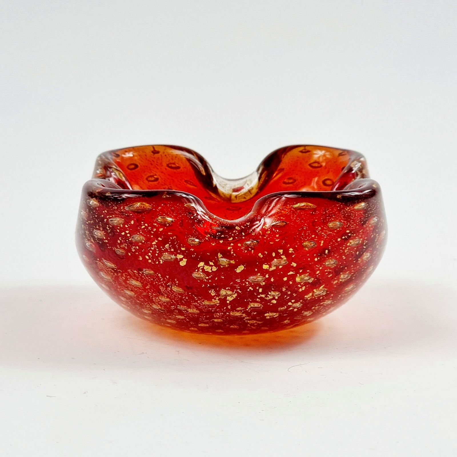 Murano Glass Ashtray With Gold Dust & Air Bubbles From Barovier & Toso, Italy, 1960s photo Home Decor