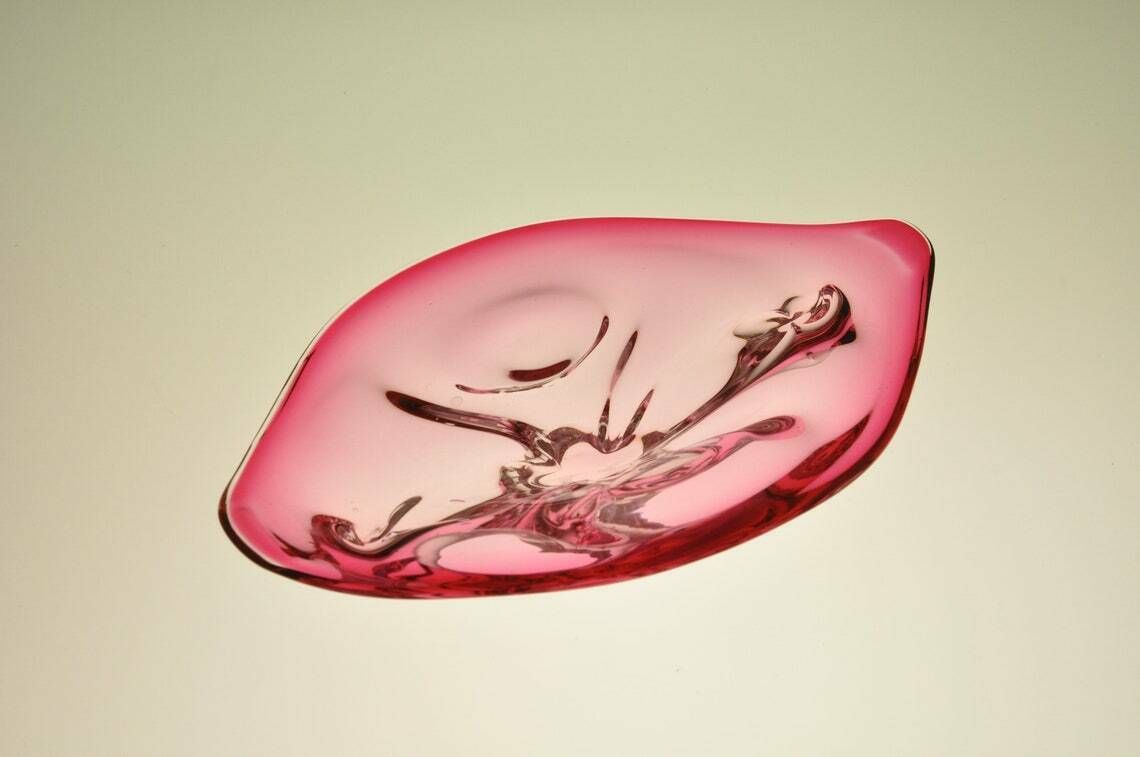 Josef Hospodka Chribska Bohemian Large Glass Bowl Hospodka  Czech Glass  Czech Art Glass  Art Glass Vintage Glass Bowl Vintage Bowls