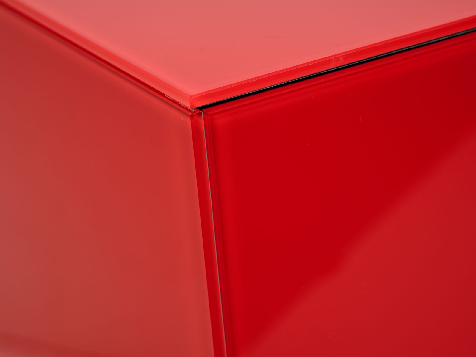 Stunning Roche Bobois Linear Red Glass Sideboard, France Circa 2000’s photo vintage