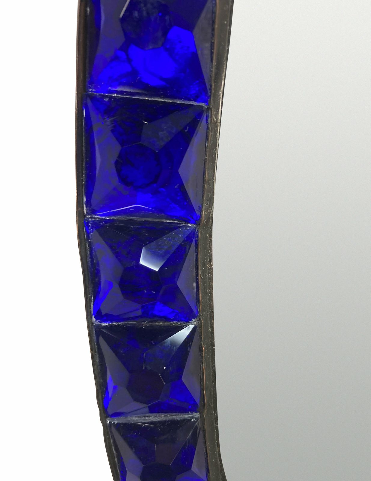 A Georgian Style Irish Mirror With A Cobalt Glass Faceted Border photo Home Decor