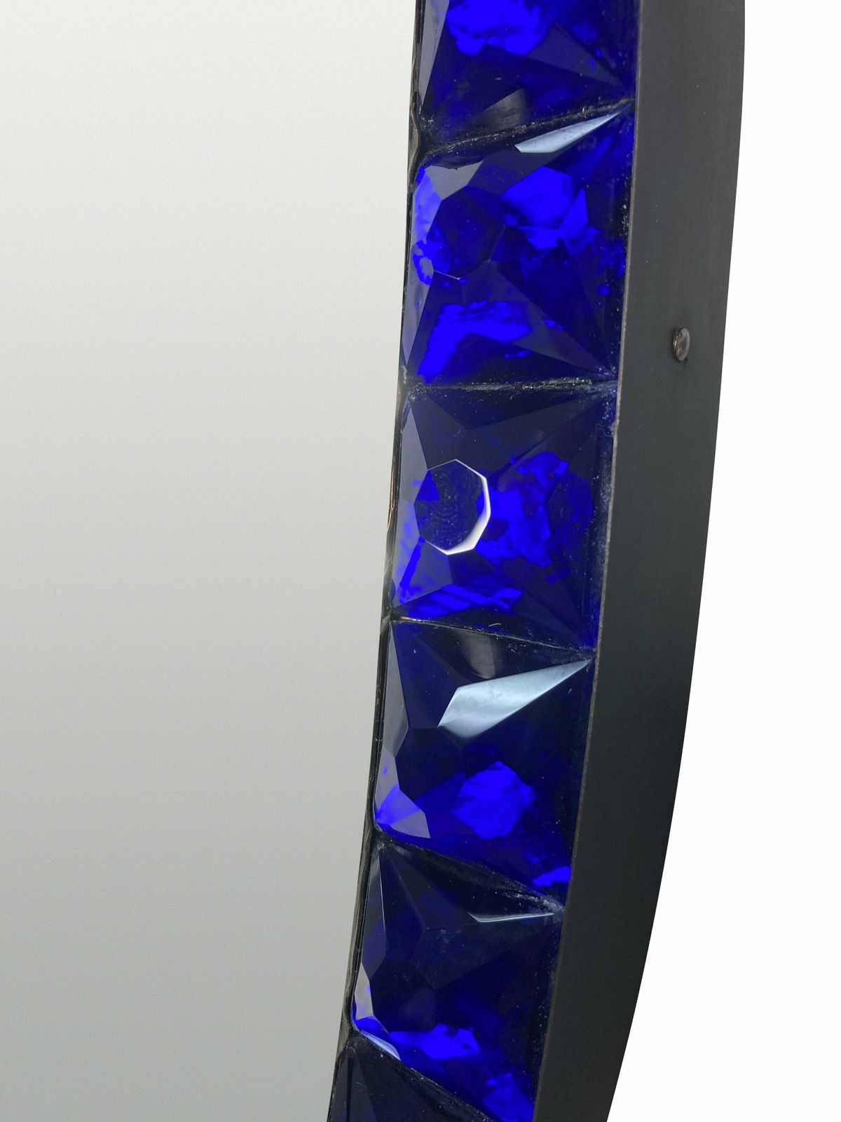 A Georgian Style Irish Mirror With A Cobalt Glass Faceted Border photo vinterior