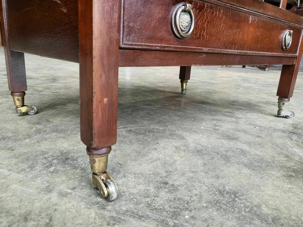 Antique Repro Mahogany Canterbury Magazine Book Rack Drawer.Castors photo for sale