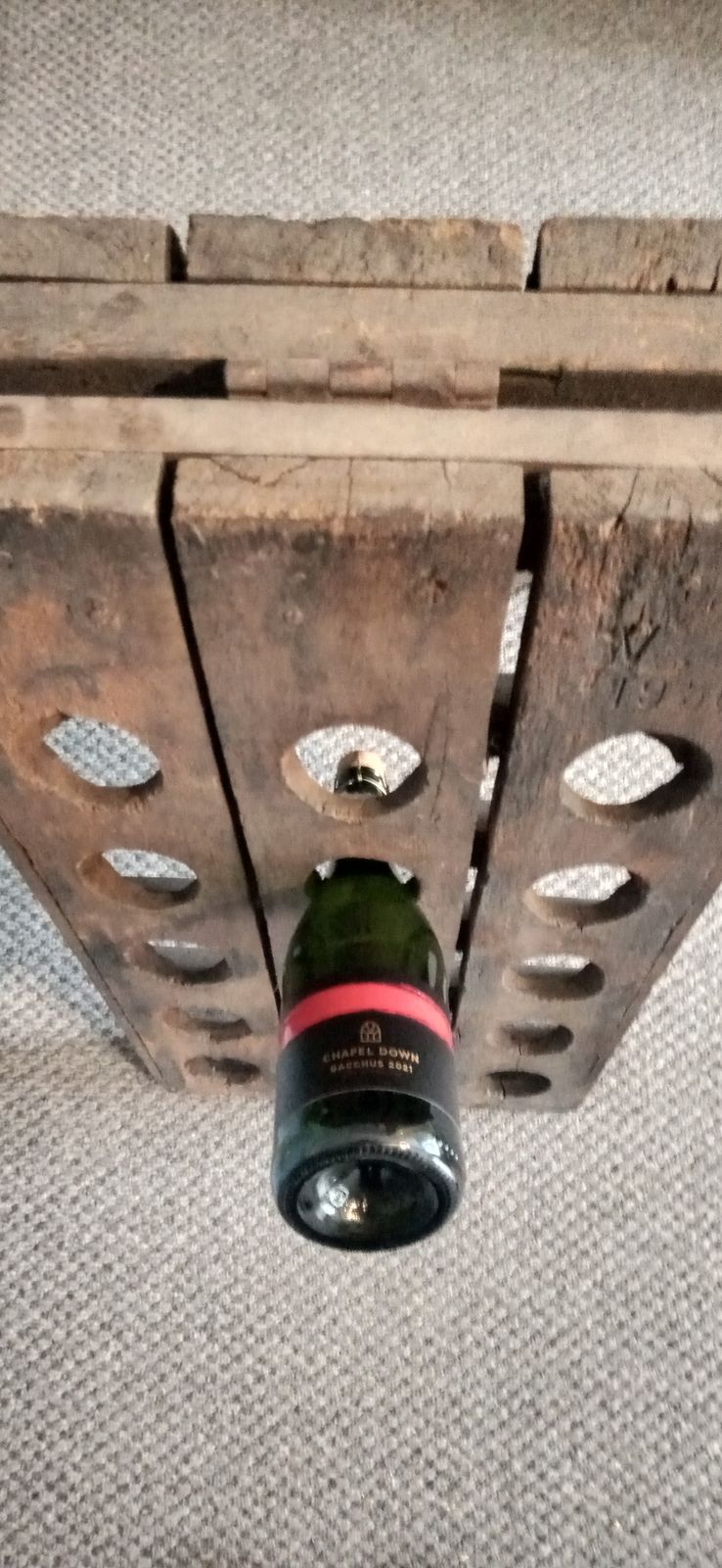 A 1956 French Vintage Oak Champagne Rack (Also Holds Wine) photo Furniture