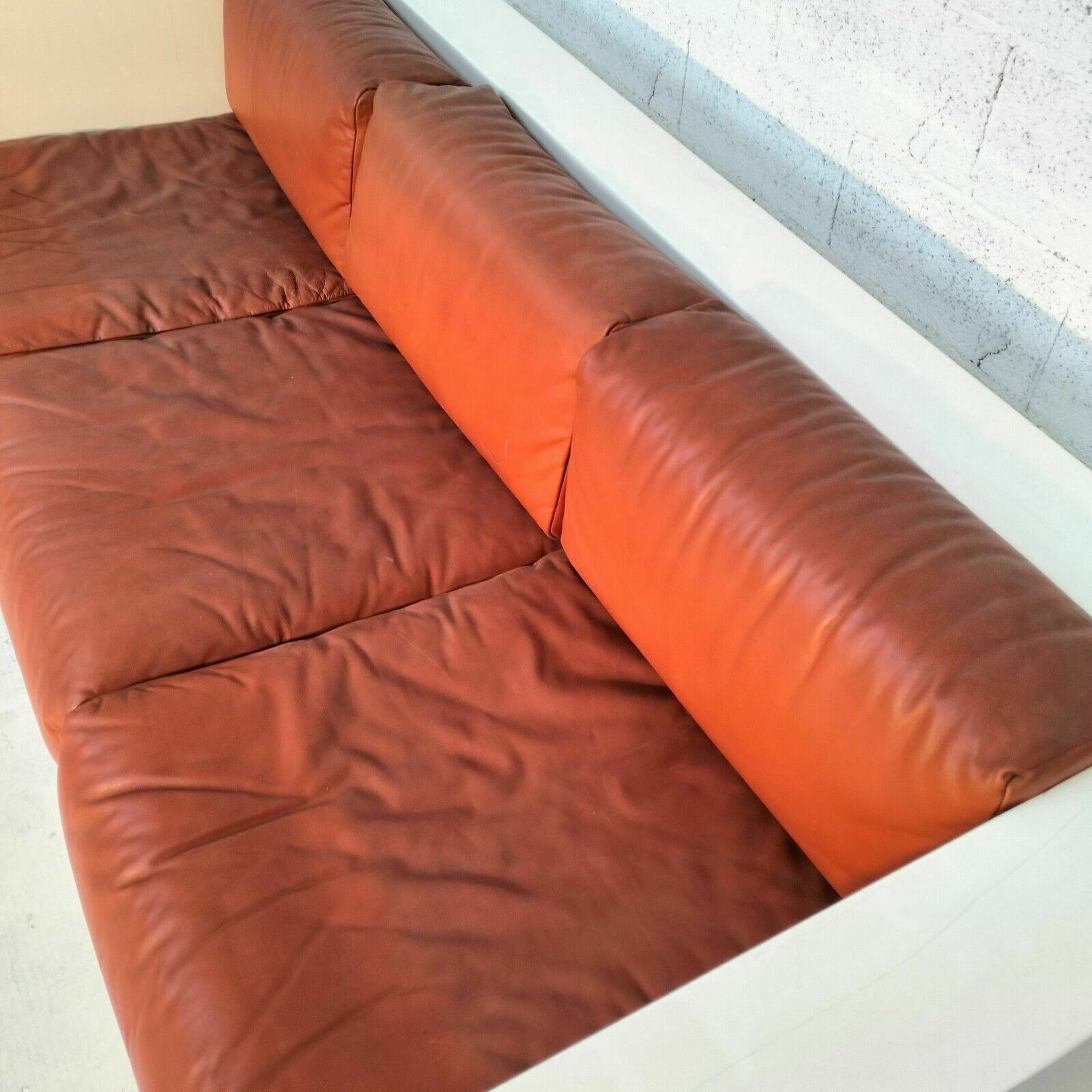 4061.0 Orange “Saratoga” 3 Seater Sofa By Massimo And Lella Vignelli For Poltronova 60s photo
