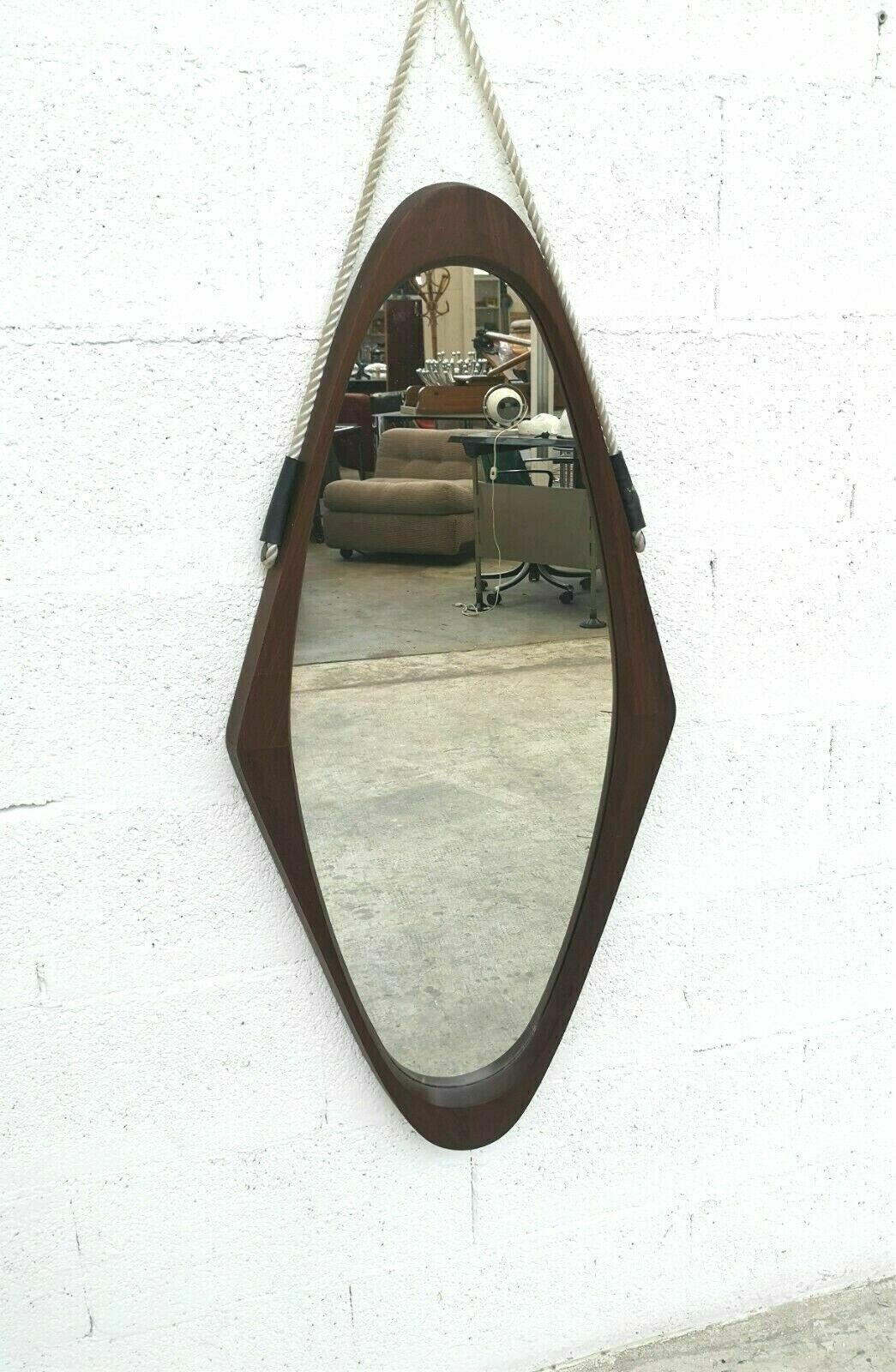 Scandinavian Design Teak Rhombus Mirror From The 60s And 70s photo furniture