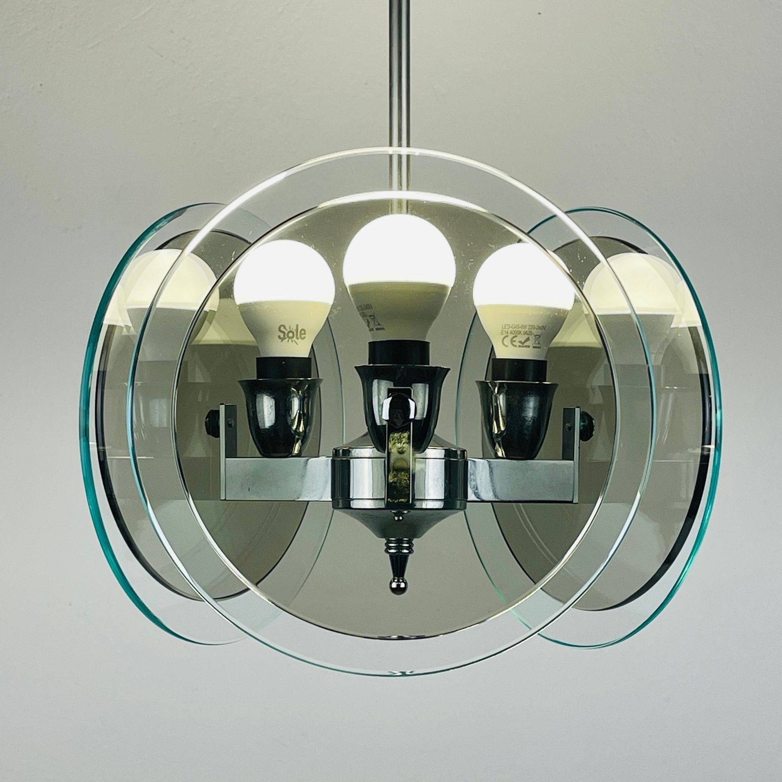 Vintage Art Glass Pendant Lamp By Fontana Arte Italy 1970s photo Lighting
