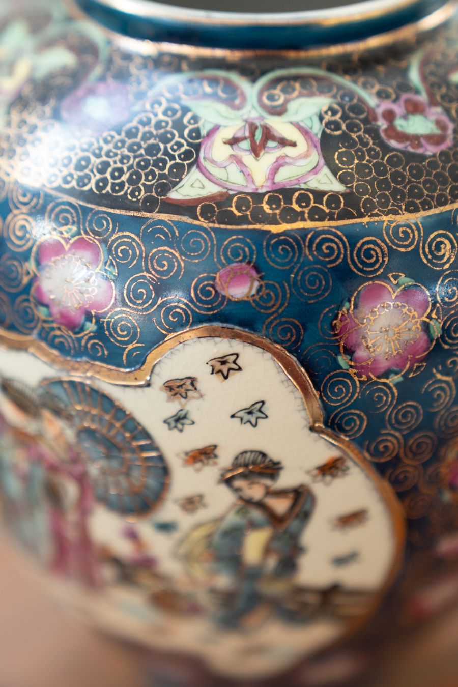 photo for sale Japanese Porcelain Vases, Meiji Period, 19th Century Oriental Porcelain Art, Set Of 2