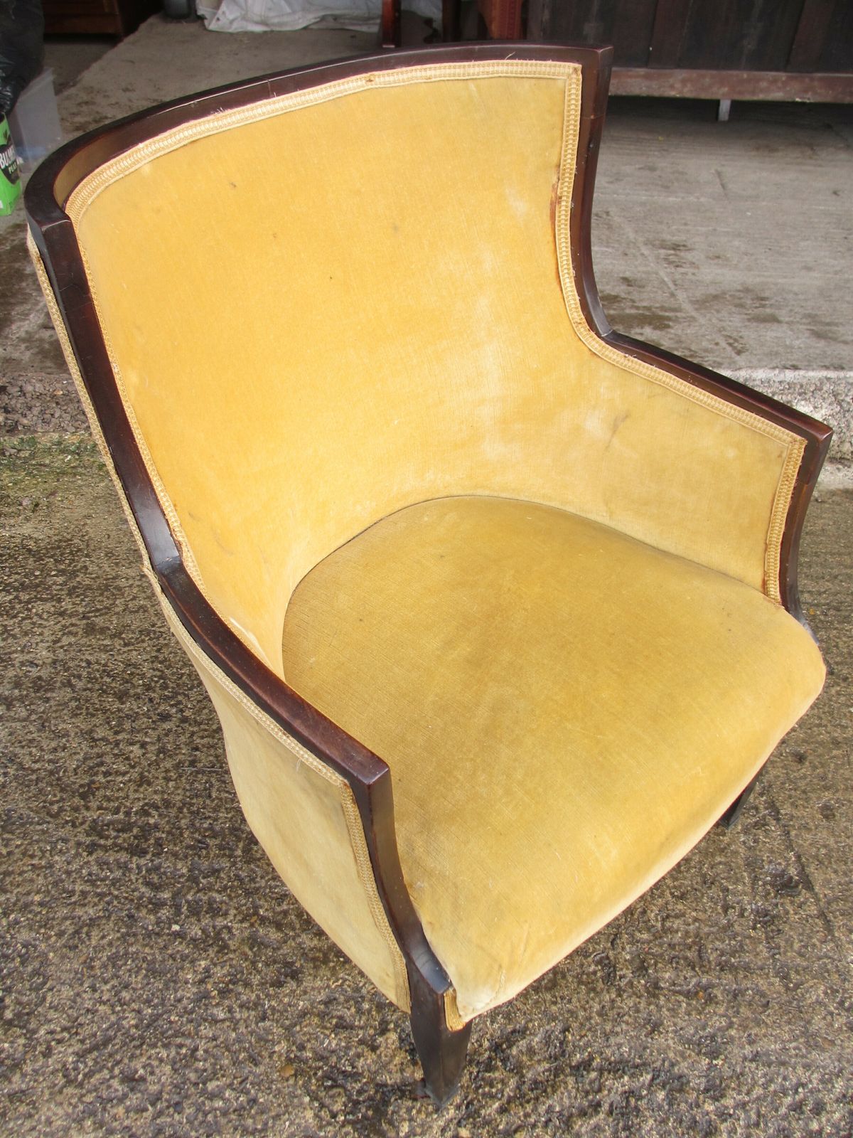19th Century Mahogany Framed Upholstered Tub Armchair photo for sale