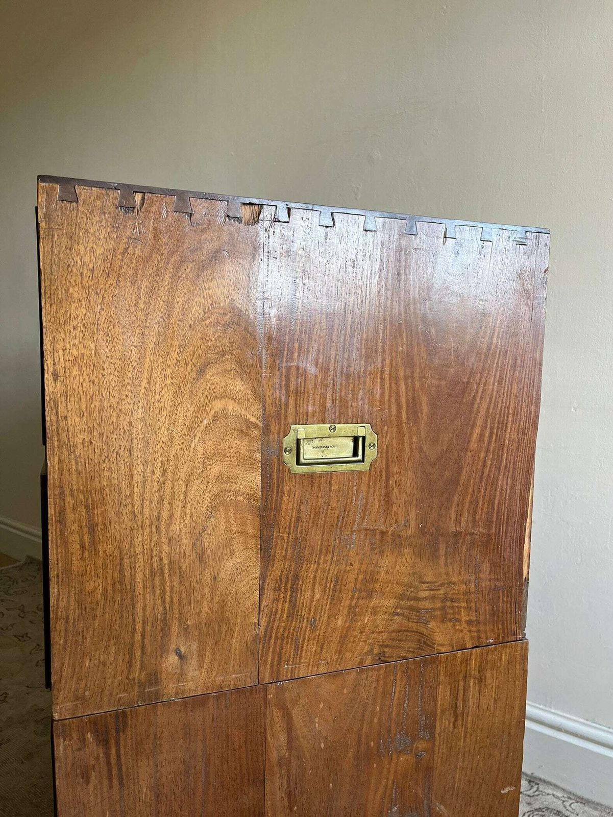 photo furniture 19th Century Military Campaign Chest Of Drawers In Solid Teak Wood With Brass Handles And Hardware Anglo Indian Antique Storage Armoire