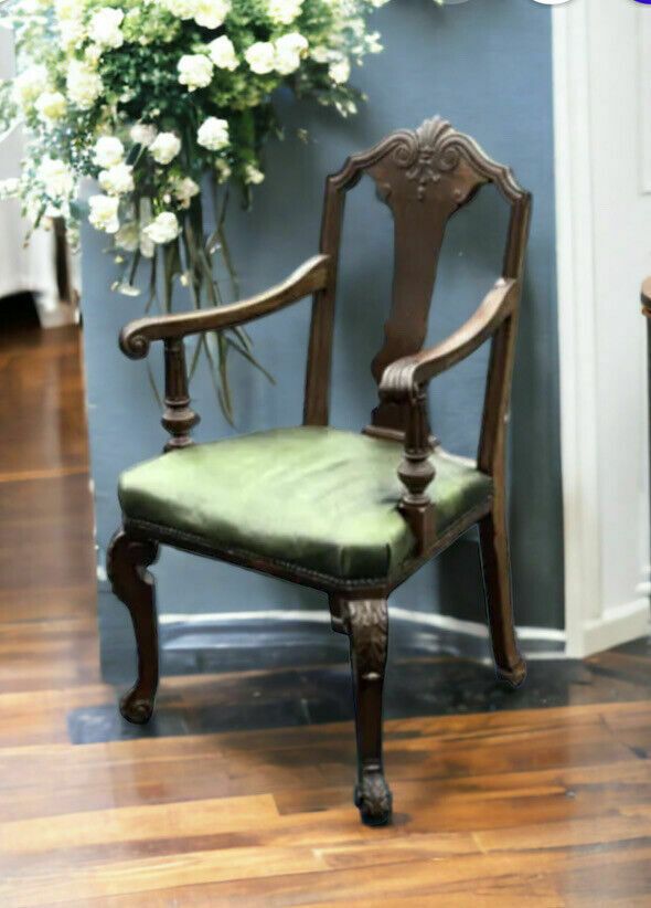 Country House Antique Mahogany Library Armchair.