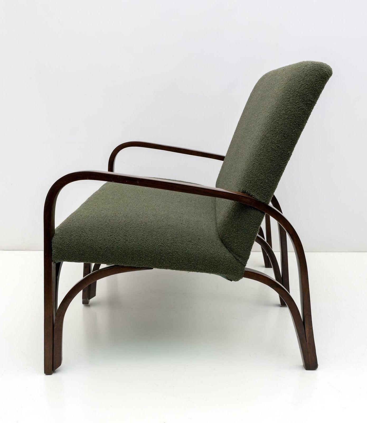 photo buy Art Dèco Italian Green Bouclè Two Armchairs And Small Sofa, 1930s