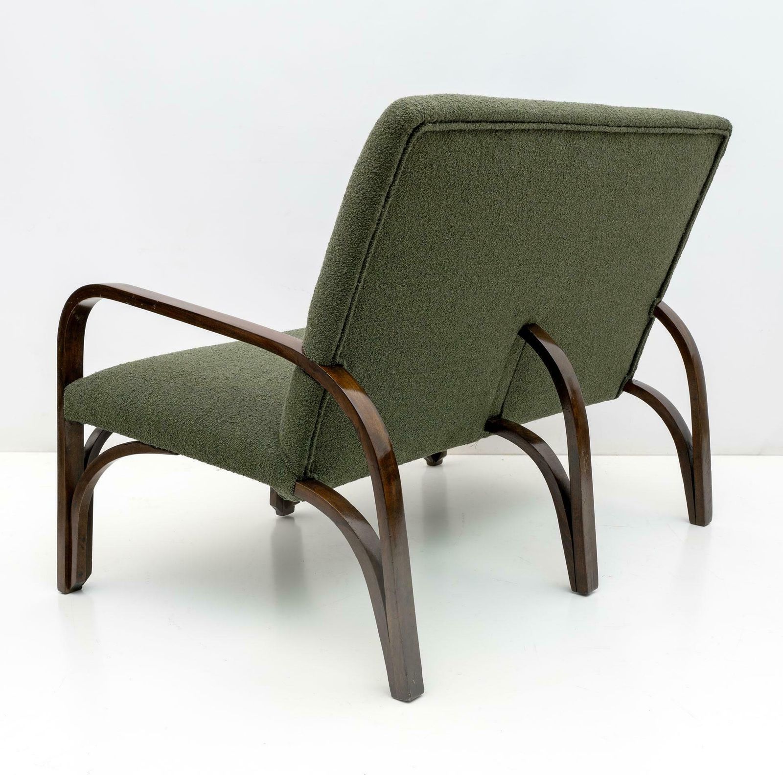 photo vintage Art Dèco Italian Green Bouclè Two Armchairs And Small Sofa, 1930s