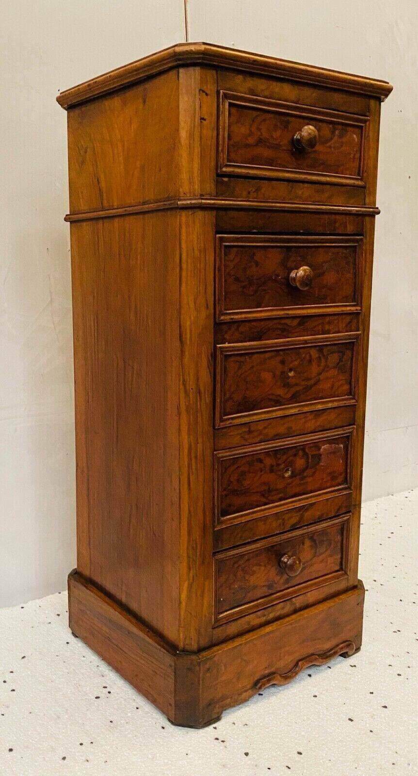 Burl Walnut Chiffonier Bedside Table 19th Century photo for sale