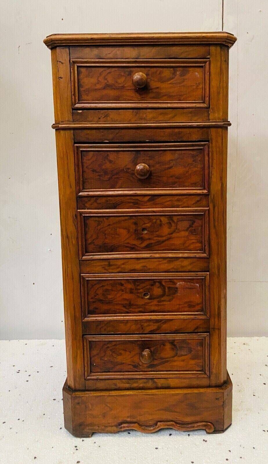 Burl Walnut Chiffonier Bedside Table 19th Century photo vinterior