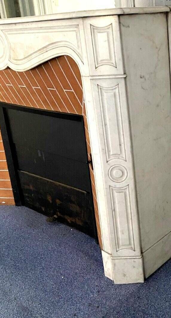 Louis XV Style Fireplace Model Pompadour White Carrara Marble 20th Century photo Home Fixtures