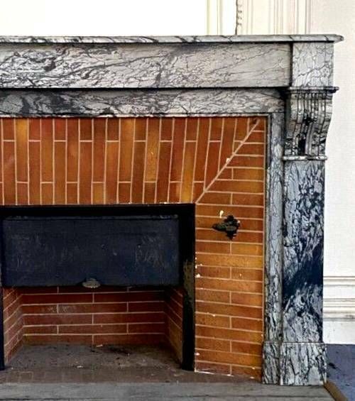 Louis Philippe Style Fireplace In Blue Turquin Marble 20th Century photo buy