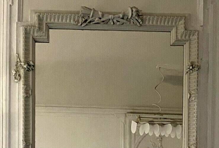 photo for sale Louis XVI Style Mirror In Wood And Carved Stucco 20th Century