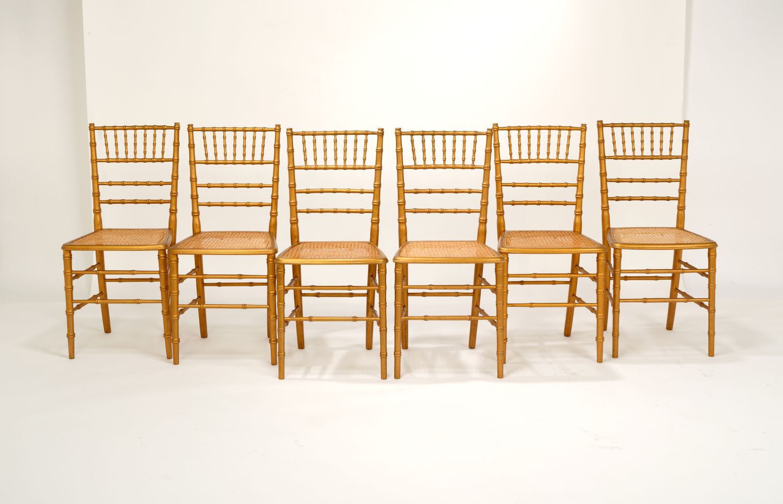 Set Of 6 Lovely Antique French Giltwood Cane Seated Dining Chairs, France Circa 1930’s photo Furniture