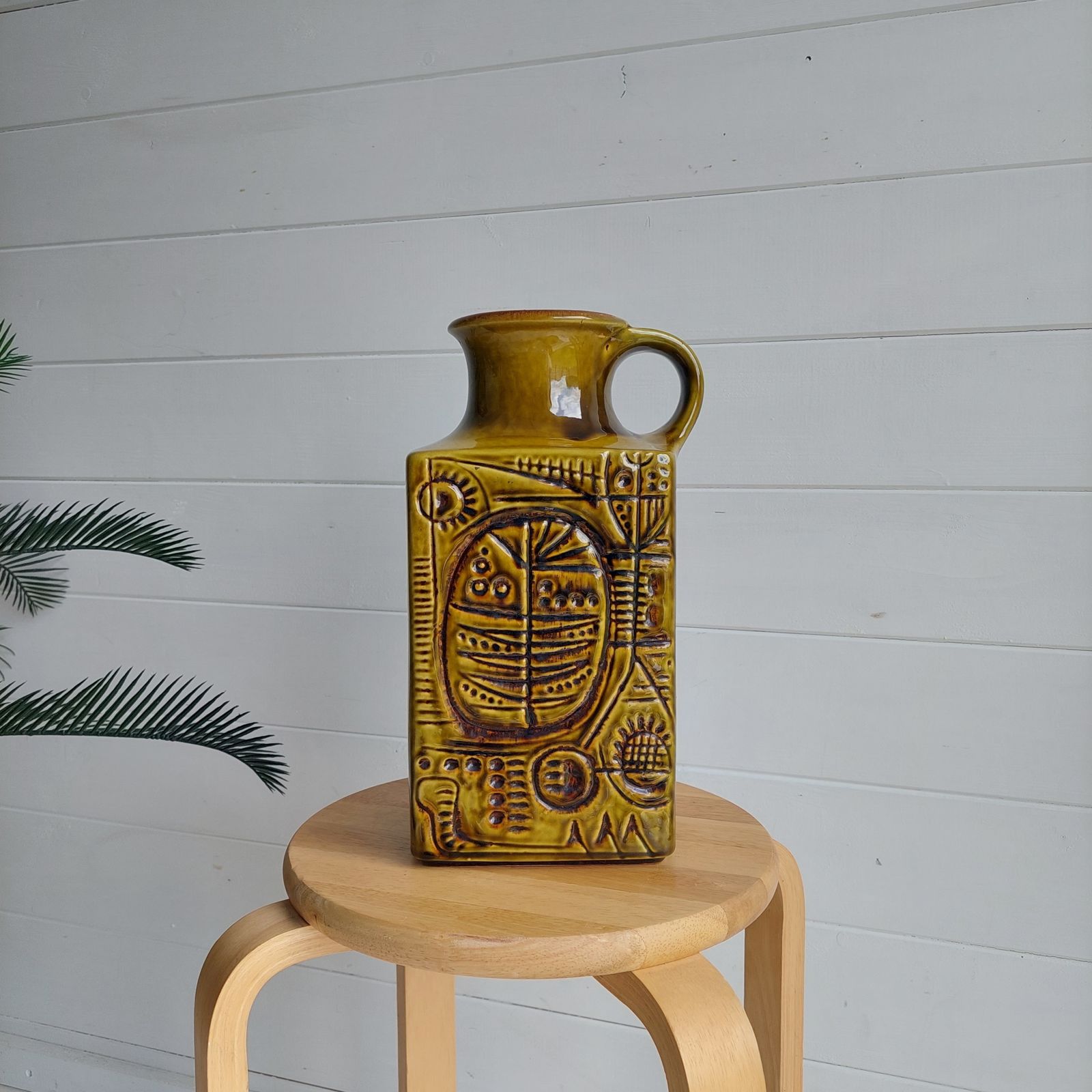 Carstens Ceramic Vase Prehistoric Model 7151 30 Design By Gerda Heuckeroth West Germany Pottery 70s photo for sale