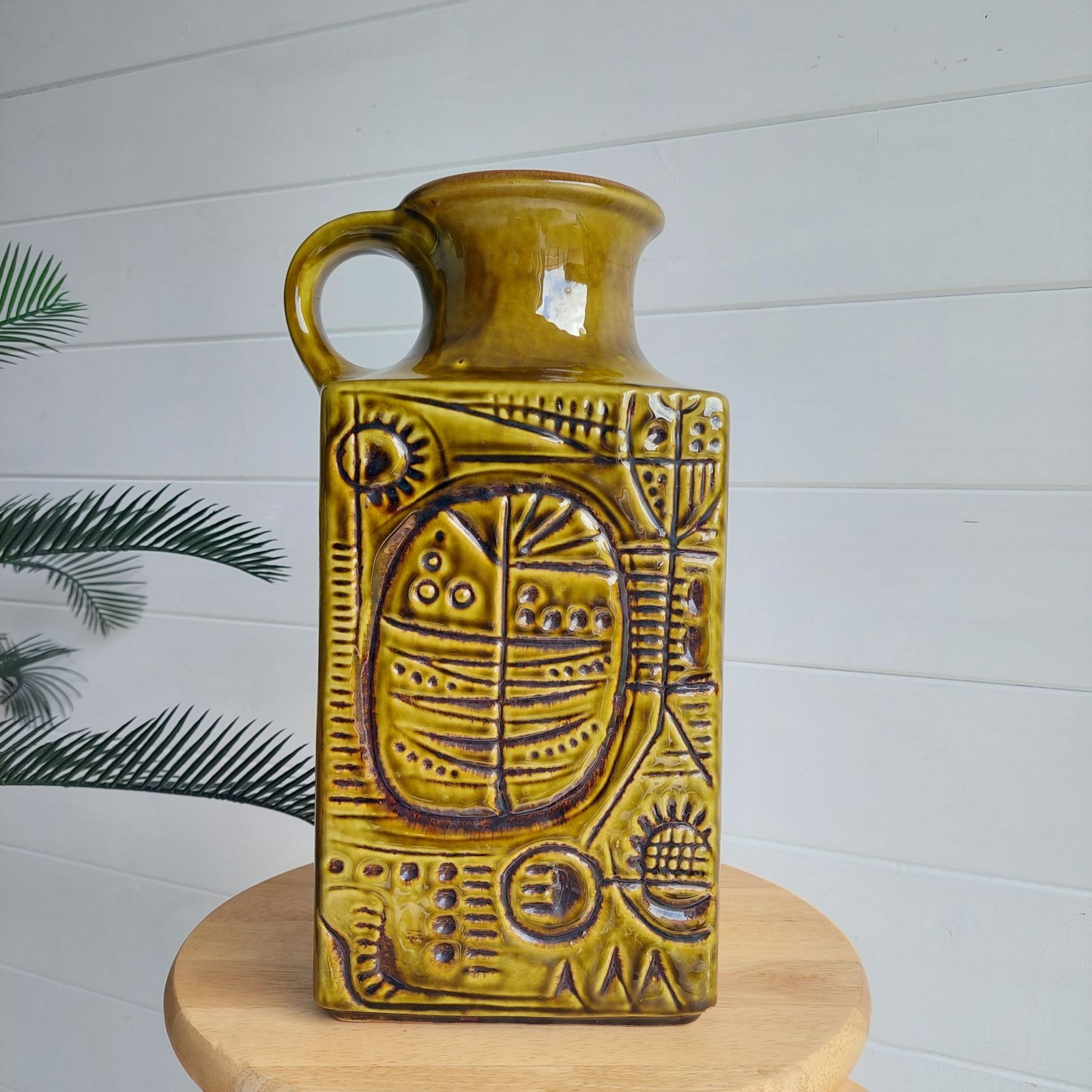 Carstens Ceramic Vase Prehistoric Model 7151 30 Design By Gerda Heuckeroth West Germany Pottery 70s photo 200.0