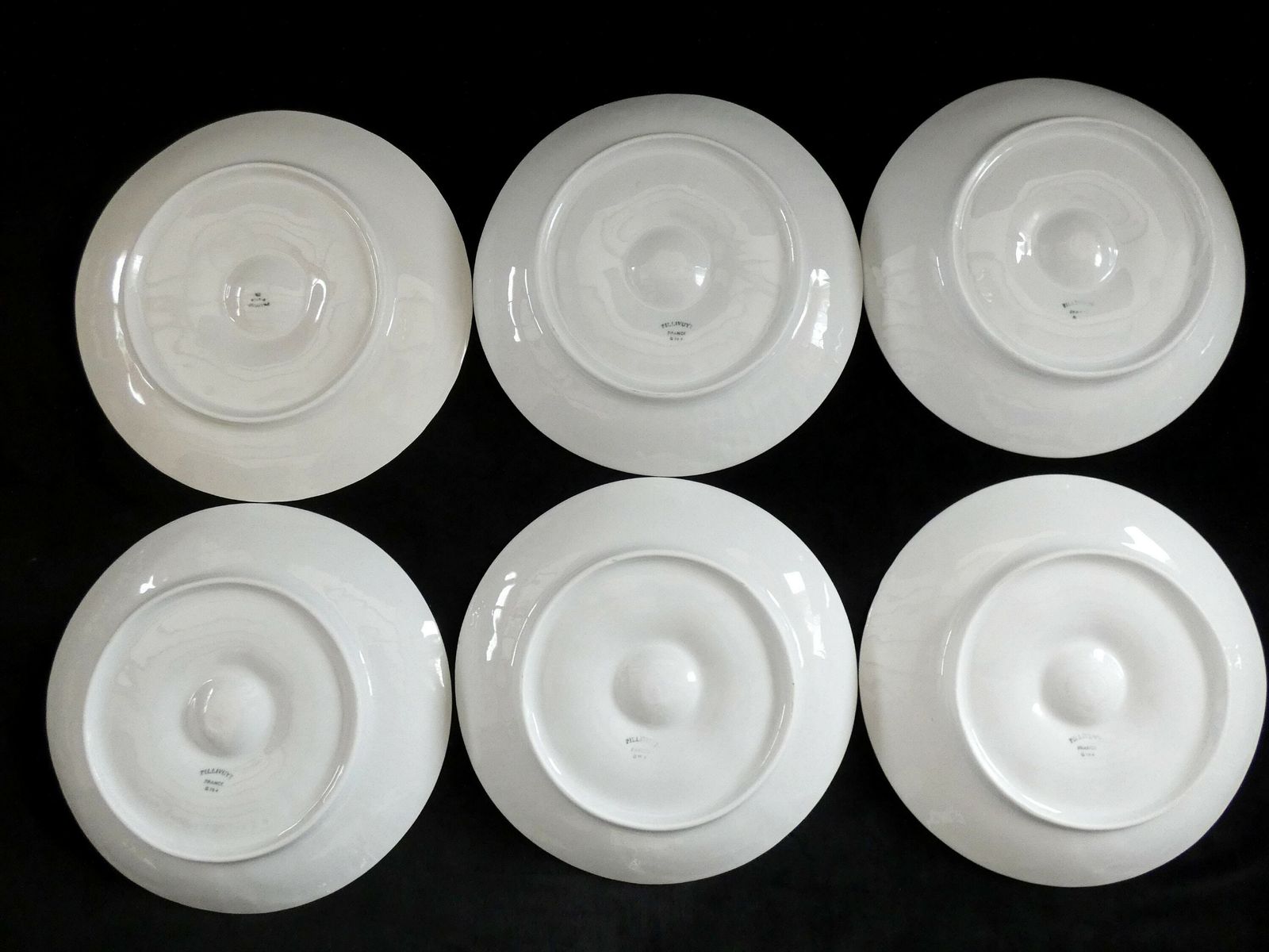 6 Vintage Pillivuyt Oyster Plates White French Porcelain Oyster Platters Set Seafood Dishes photo vintage