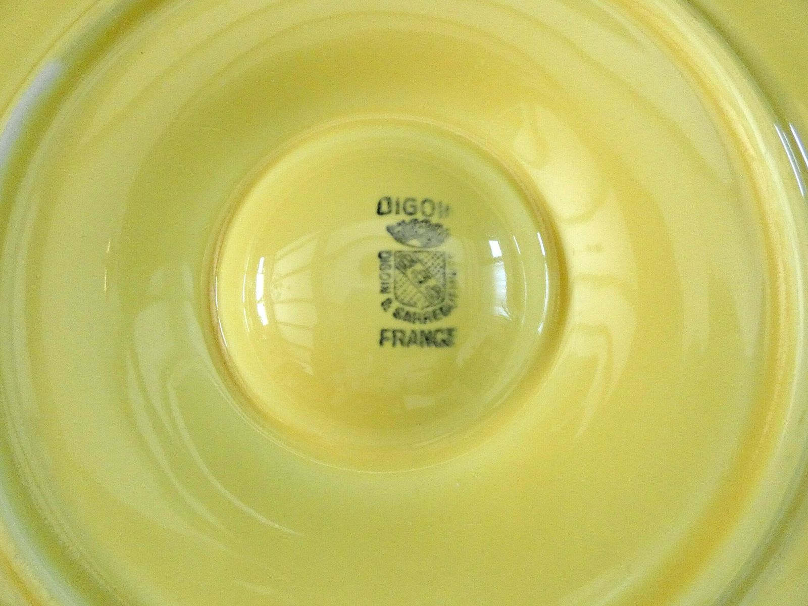 photo for sale Antique Digoin Oyster Plates, Green And Yellow Majolica Oyster Platter, Faience Oyster Plates France 30s