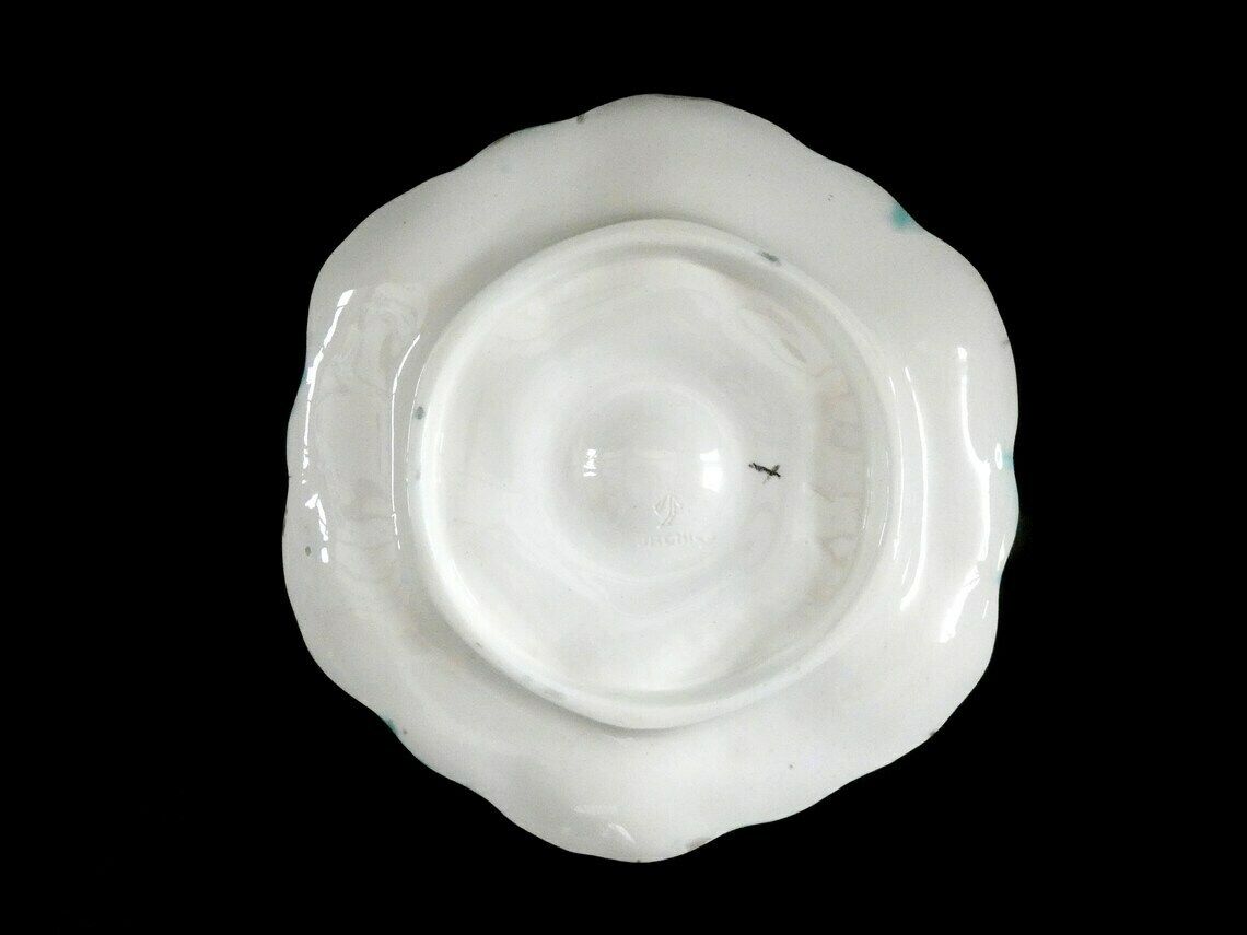Antiek Orchies Oesterbordje – Zeldzame Franse Majolica Oesterschotel Moulin Des Loups – Turquoise, Wit En Grijs Aardewerk, 1910 photo Woonaccessoires