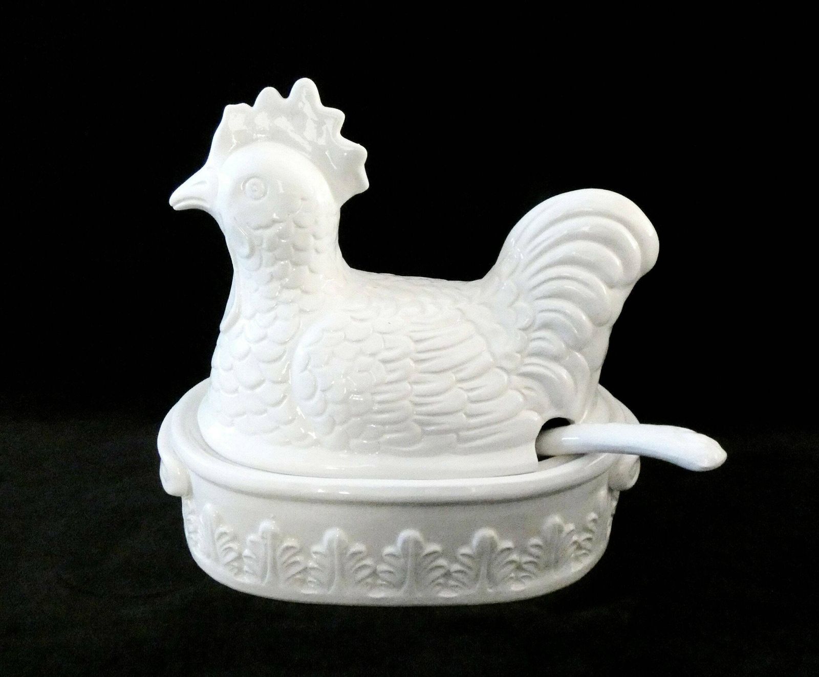Bassano Chicken Tureen Vintage Majolica Hen Soup Tureen Italian Ceramic Rooster Covered Tureen Serving Bowl Bassano Pottery 60s