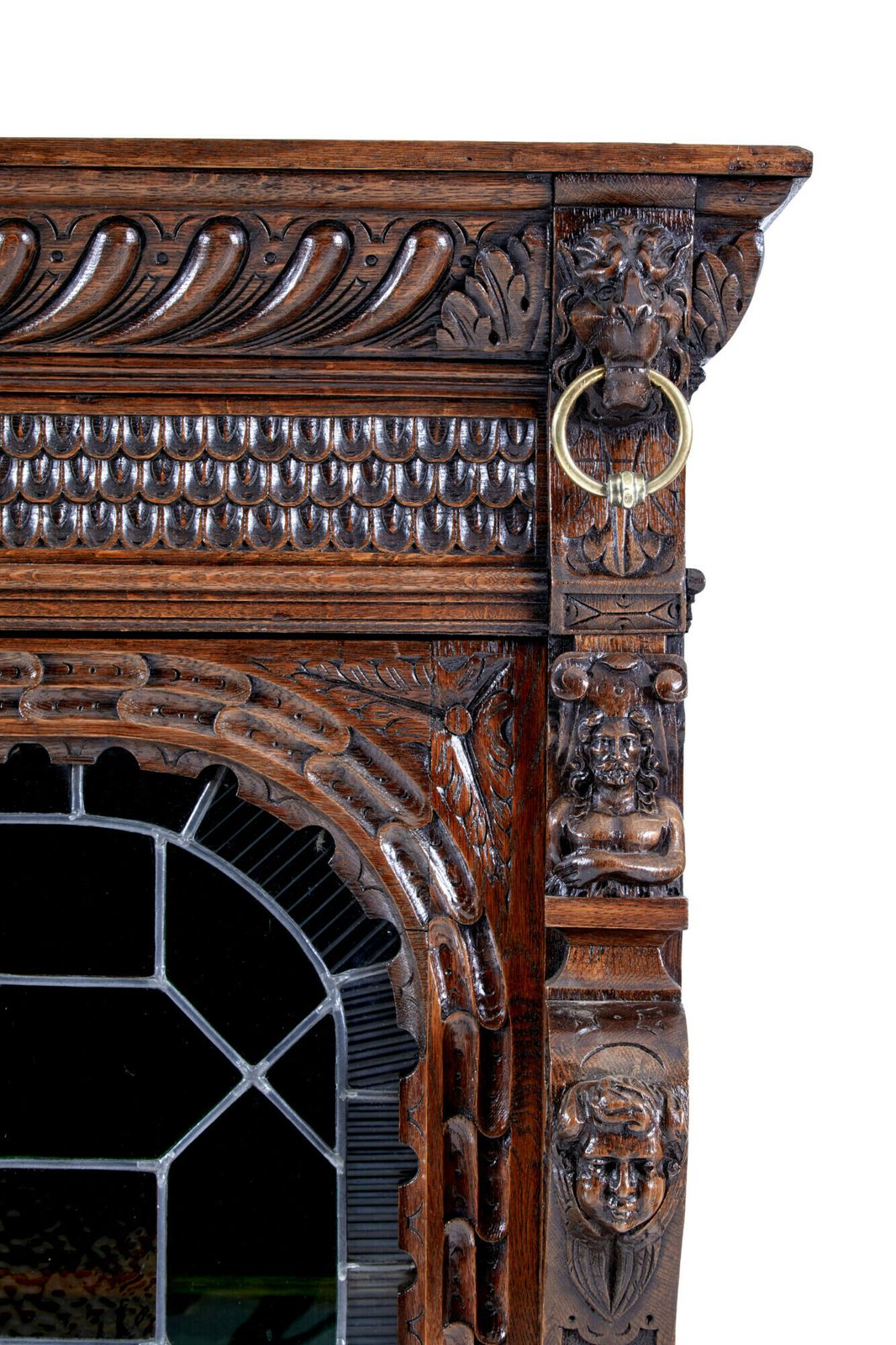 19th Century Flemish Oak And Stain Glass Cabinet photo furniture