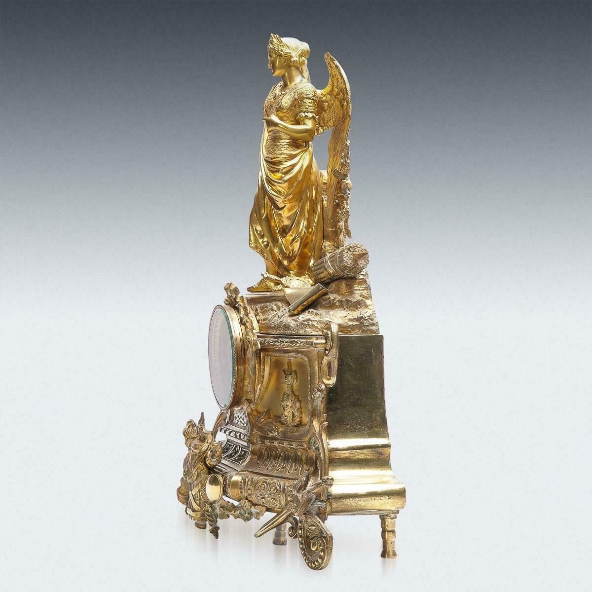 19th Century French Empire Style Ormolu Bronze Mantel Clock C 1870 photo for sale