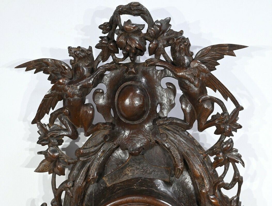 Important Oak Clock Renaissance Style Early 20th Century photo 812.769677426