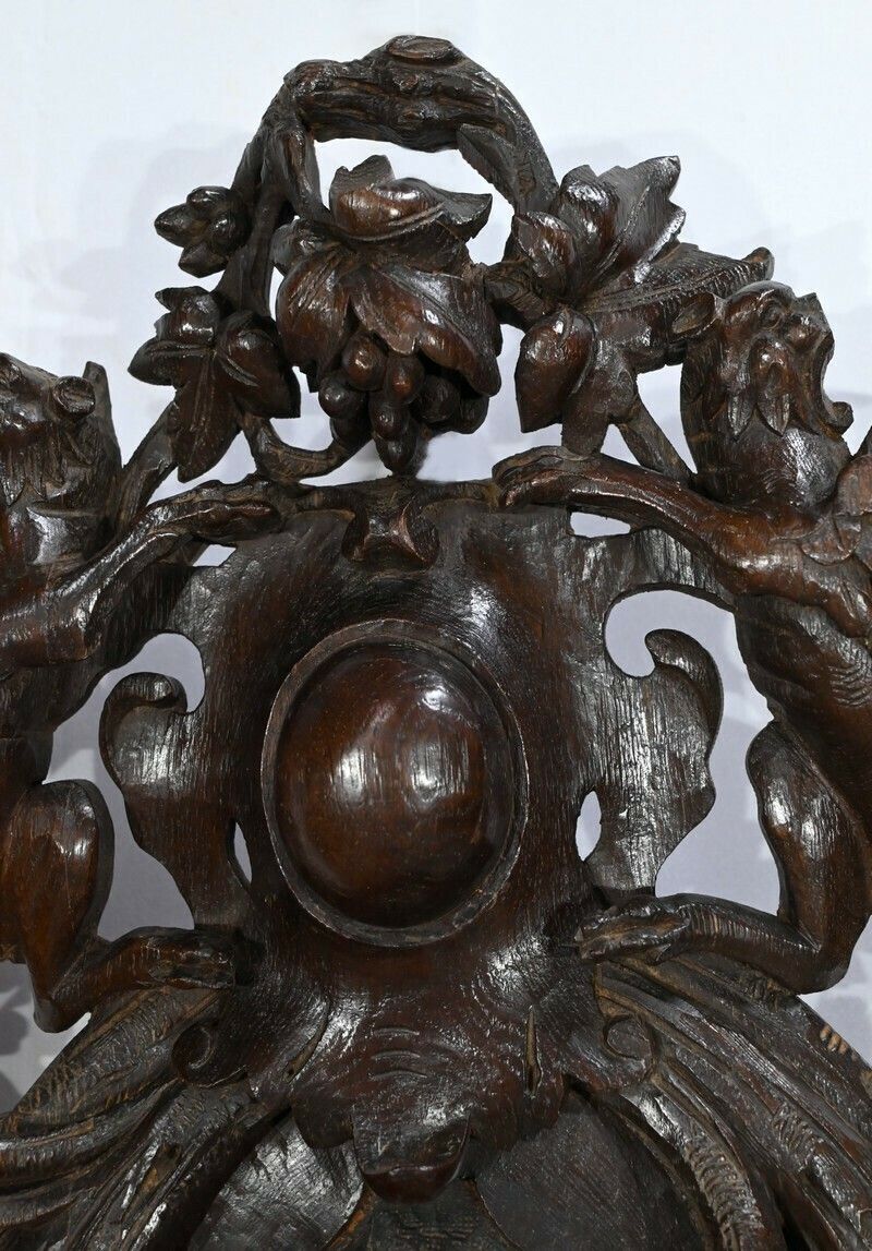 Important Oak Clock Renaissance Style Early 20th Century photo vinterior